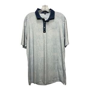 Bad Birdie Polo Shirt Men’s Sz Large Blue Abstract Swirl Golf Tennis Poly